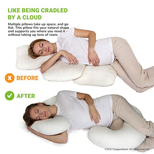 Supportiback Almohada de Maternidad en C Almohada de Cuerpo Entero para el Embarazo con Funda Lavable