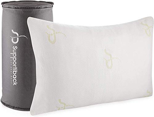 Supportiback® Almohada para cama a tiras con funda extraíble hipoalergénica, con altura ajustable, diseñada médicamente para la prevención del dolor de cuello y espalda y el descanso