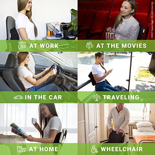 Supportiback Cojín Lumbar Ortopédico Memory Foam para Sillas de Oficina y Asientos de Coche para el Alivio del Dolor de la Zona Lumbar, Lesiones de Coxis y Dolor de Ciática- Soporte Lumbar Ergonómico