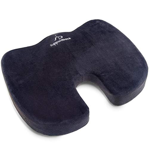 Supportiback Premium Coccyx Cushion - Orthopedic Seat Cushion for Car/Office/Home - Sciatica, Tailbone & Back Pain Relief - Doctor Designed/CertiPUR Certified