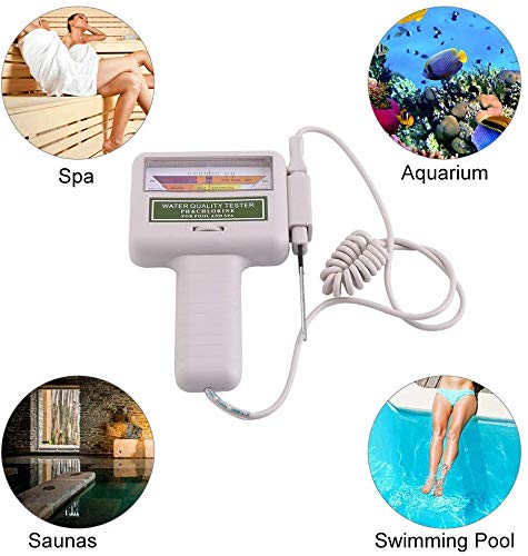 Suprcrne Medidor de Prueba de Calidad del Agua, Probador de pH Portátil CL2 Medidor de pH de Alta precisión para Consumo Doméstico, Hidroponía, Acuarios, Sistema RO, Estanque de Peces y Piscina