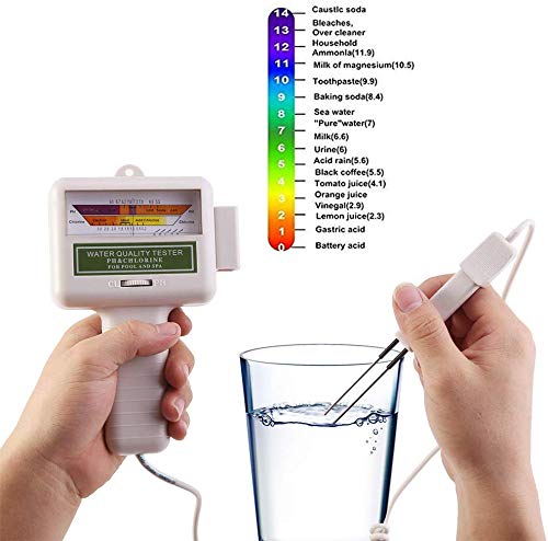 Suprcrne Medidor de Prueba de Calidad del Agua, Probador de pH Portátil CL2 Medidor de pH de Alta precisión para Consumo Doméstico, Hidroponía, Acuarios, Sistema RO, Estanque de Peces y Piscina