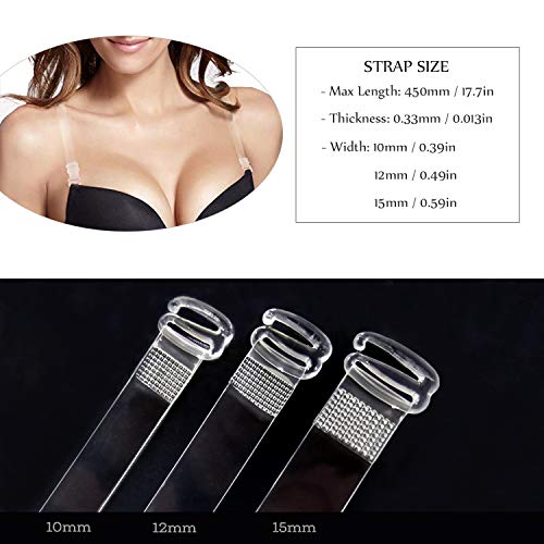 SUREMATE Invisible Sujetador claro Correa antideslizante Sujetador ajustable Correa Suave 2 pares transparente correa para el hombro (Clear, 10mm)