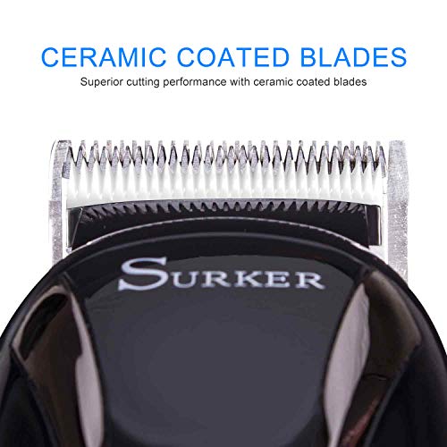 SURKER Cortadora de cabello Cortapelos para hombres Recortador de barba de Pecisión Máquina de Barba Recargable Pantalla LCD Profesional
