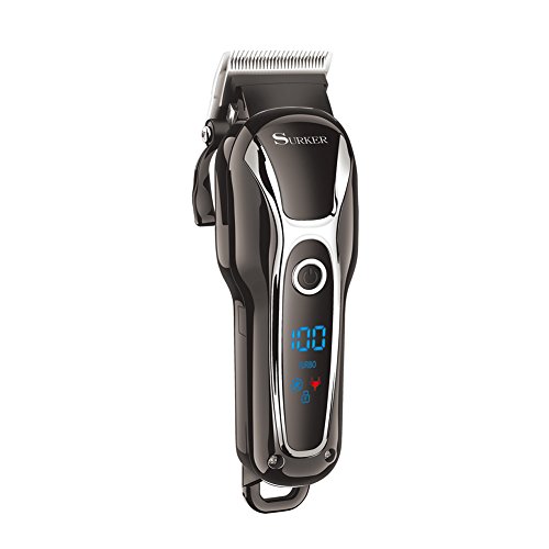SURKER Cortadora de cabello Cortapelos para hombres Recortador de barba de Pecisión Máquina de Barba Recargable Pantalla LCD Profesional