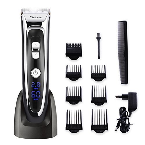 SURKER Cortapelos Electrónico Maquina  cortadora recorte de corte de pelo Cortapelo con Pantalla LED Batería Recargable para Hombres Maquina Cortapelo con Pantalla El mejor regalo