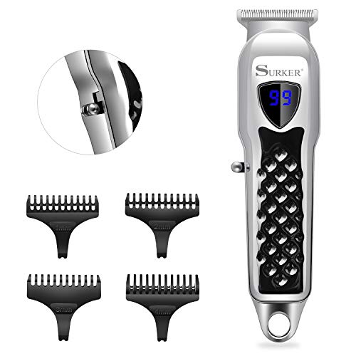 SURKER Cortapelos para hombres Pro pelo Trimmer barba Trimmer afeitadora precisión Trimmer recargable pantalla LED