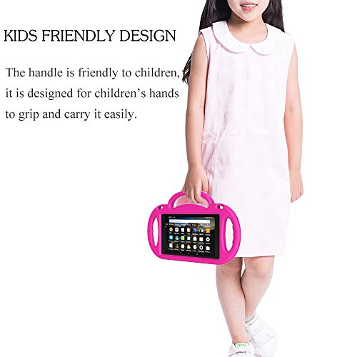 Surom - Funda para Amazon Fire HD 8 2018/2017, Peso Ligero, a Prueba de Golpes, con asa para niños, con Correa para el Hombro para Tablet Fire HD 8 (8ª y 7ª generación, 2018-2017), Color Rosa
