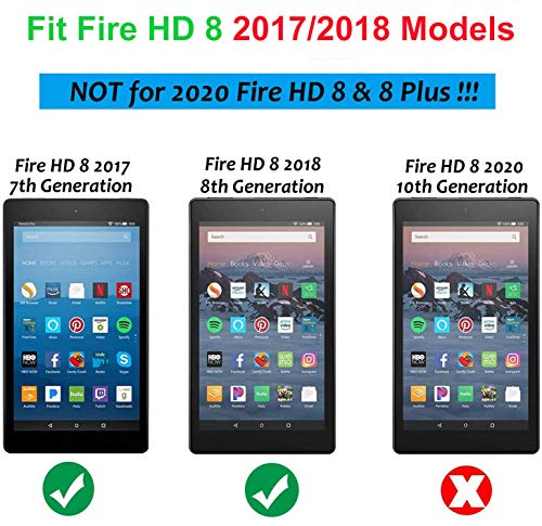 Surom - Funda para Amazon Fire HD 8 2018/2017, Peso Ligero, a Prueba de Golpes, con asa para niños, con Correa para el Hombro para Tablet Fire HD 8 (8ª y 7ª generación, 2018-2017), Color Rosa