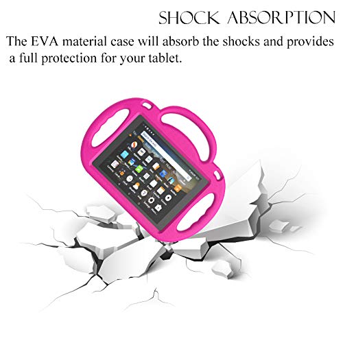 Surom - Funda para Amazon Fire HD 8 2018/2017, Peso Ligero, a Prueba de Golpes, con asa para niños, con Correa para el Hombro para Tablet Fire HD 8 (8ª y 7ª generación, 2018-2017), Color Rosa