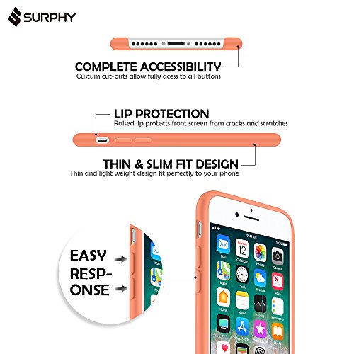 SURPHY iPhone 7 Funda, iPhone 8 Funda, Ultra Suave 4.7 Pulgadas Case Líquido de Silicona Gel iPhone 7/8 Slim Fit Suave con Forro de Gamuza de Microfibra Suave Cojín (Melocotón)