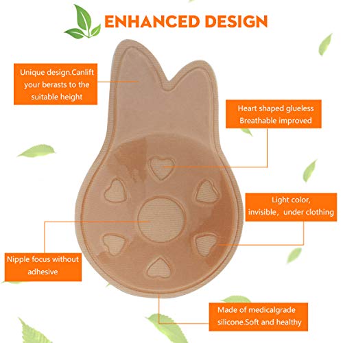 Surplex Invisible Sujetador Push Up Sujetador Sin Tirantes, Coneja para Mujer Silicona, Impermeable Respirable Reutilizable Cómodo, Levantar Y Mejorar Los Senos