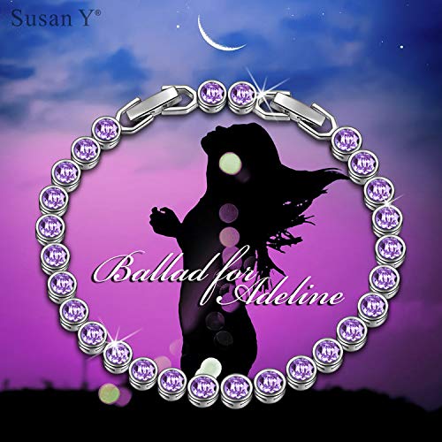 Susan Y Regalos día de la Madre Pulsera Mujeres niñas Cristal Swarovski Moda joyería Fina Regalos de cumpleaños para Damas su Hermana Novia Aniversario Regalos para Esposa(Violeta)