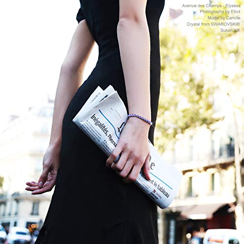 Susan Y Regalos día de la Madre Pulsera Mujeres niñas Cristal Swarovski Moda joyería Fina Regalos de cumpleaños para Damas su Hermana Novia Aniversario Regalos para Esposa(Violeta)