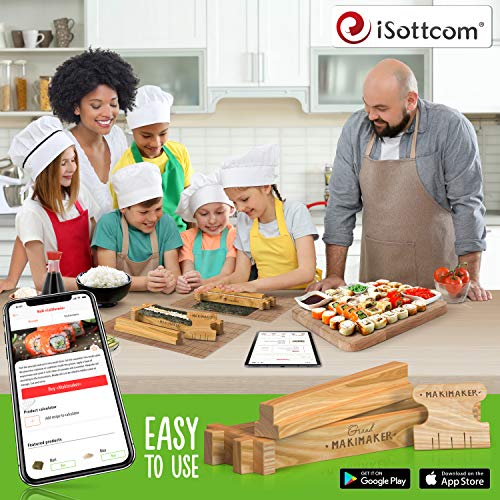 Sushi Making Kit by iSottcom - Sushi Kit for Chefs and Beginners - Sushi Maker Your Best Professional Quick Sushi Making Set - Japanese Sushi and Rolls at Home with Easy Sushi Press - Makimaker Grand