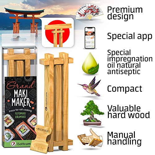 Sushi Making Kit by iSottcom - Sushi Kit for Chefs and Beginners - Sushi Maker Your Best Professional Quick Sushi Making Set - Japanese Sushi and Rolls at Home with Easy Sushi Press - Makimaker Grand