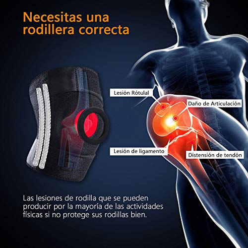 Suxman Rodilleras Deportivas Ajustable, Rodillera Rotuliana Profesional Antideslizante, Apoyo para Menisco, Crossfit, Motocross, Voleibol, Trabajo, fútbol, Ortopédicas, Baloncesto, ACL(Rótula Abierta)