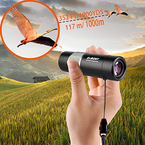 Svbony SV36 Monocular, 10x32 Monocular Profesionales, Vidrio ED Bak4 Prisma Recubrimiento de Fase corregida Mini Bolsillo Monocoular Potente para Viajar, Cazar, Observar Aves, Acampar