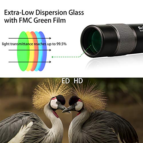 Svbony SV36 Monocular, 10x32 Monocular Profesionales, Vidrio ED Bak4 Prisma Recubrimiento de Fase corregida Mini Bolsillo Monocoular Potente para Viajar, Cazar, Observar Aves, Acampar
