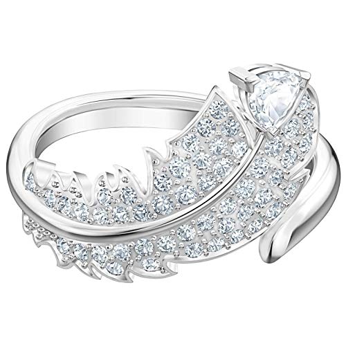 Swarovski Anillo con Motivo Nice, Blanco, Baño de Rodio