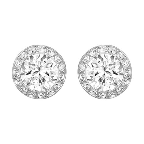 Swarovski Pendientes Angelic, blanco, Baño de Rodio