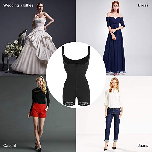 Sweetlover Faja Reductora Adelgazante Braga Mujer Body Shapewear Abdomen Corsé Reductor Underbust Lencería Moldeadora sin Costura L-Negro