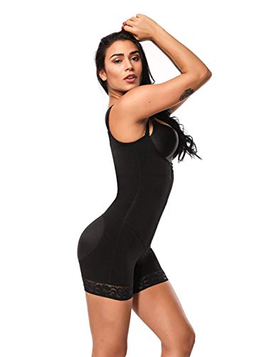 Sweetlover Faja Reductora Adelgazante Braga Mujer Shapewear sin Costura Corsé de Cintura Alta Lencería Moldeadora con Cremallera S-Negro