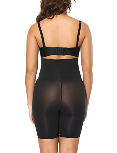 Sweetlover Shapewear Faja Reductora Body Braga Mujer Corset Cintura Alta sin Costura Lencería Moldeadora Pospart L-Negro