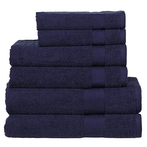 SweetNeedle - Uso diario Juego de toallas de 6 piezas, Armada - 2 toallas de baño 70x140 CM, 2 toallas de mano 50x90 CM, 2 paño de lavado 30x30 CM - Algodón 100% ringings, peso pesado y absorbente