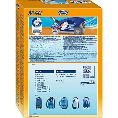 Swirl 179374 - Bolsa para aspirador Miele, placa altamente absorbente, con cierre, 4 bolsas + 1 filtro