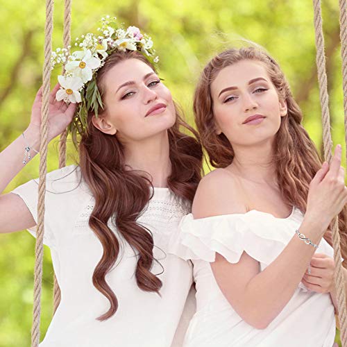 SwirlColor Pulsera Infinito, Pulsera de Plata Ajustable para Mujeres, Niñas, Amigos, Novias, Esposa, Madre, 2 Piezas, con Joyero 1 Piezas, Bolsa de Joyas 1 Piezas, Paño de Limpieza 1 Piezas