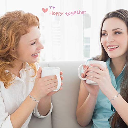 SwirlColor Pulsera Infinito, Pulsera de Plata Ajustable para Mujeres, Niñas, Amigos, Novias, Esposa, Madre, 2 Piezas, con Joyero 1 Piezas, Bolsa de Joyas 1 Piezas, Paño de Limpieza 1 Piezas