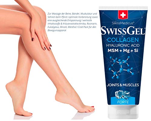 SwissMedicus - Bálsamo de caballo con colágeno refrescante extra fuerte para refrescar el cuerpo, alivio del dolor del aparato Con colágeno, ácido hialurónico, 200 ml