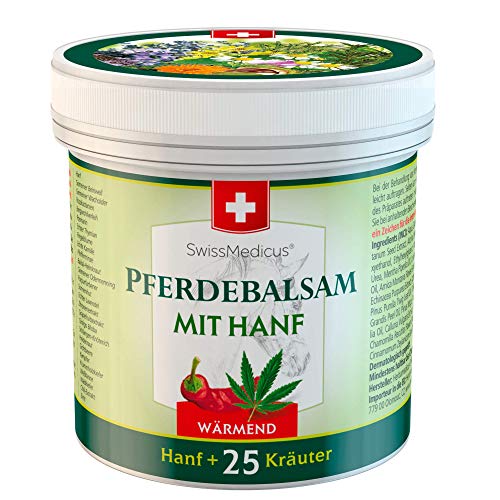 SwissMedicus - Bálsamo para caballos con cáñamo cálido, ideal para deportistas, receta tradicional suiza, extractos naturales de plantas, uso diario, pomada para caballos, 500 ml