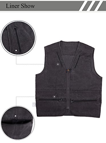 SwissWell Chaleco de Trabajo al Aire Libre para Hombres Sin Mangas Chaleco de Pesca para Hombre Bolsillo de Mezclilla Lavada Piedra de Caza al Aire Libre Táctica Militar y Pesca Camping Senderismo