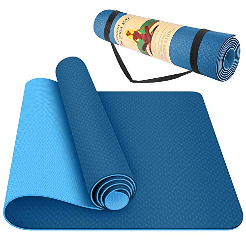 Swonuk Esterilla de Yoga, 183x61x0.6 cm colchoneta de Yoga Gruesa Antideslizante para Pilates/Deporte/Gimnasio (Azul) …