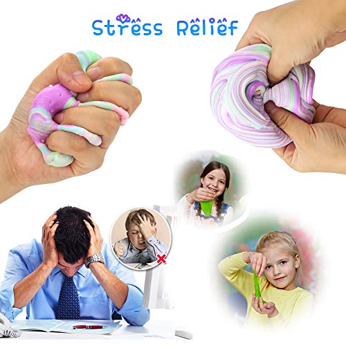 SWZY Fluffy Slime Kit, 4 en 1 Mezclado Mullido Floam Limo Juguete elástico y Suave para Arcilla, no tóxico para niños y Adultos