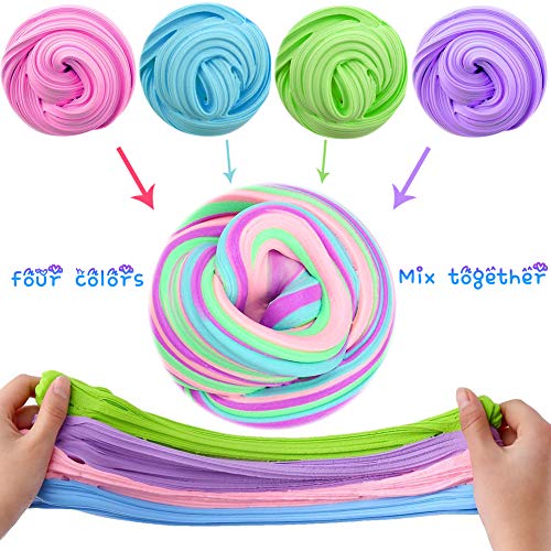SWZY Fluffy Slime Kit, 4 en 1 Mezclado Mullido Floam Limo Juguete elástico y Suave para Arcilla, no tóxico para niños y Adultos
