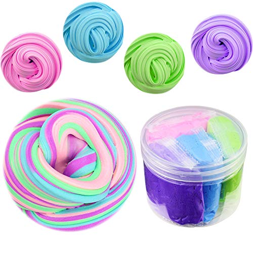 SWZY Fluffy Slime Kit, 4 en 1 Mezclado Mullido Floam Limo Juguete elástico y Suave para Arcilla, no tóxico para niños y Adultos