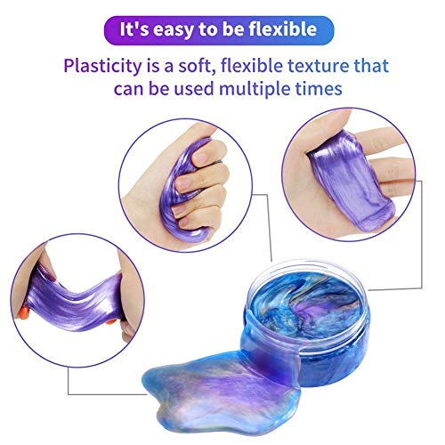 SWZY Galaxy Slime Fluffy Slime No tóxico No Borax DIY Stress Relief Toys para niños y Adultos - 10 OZ (280 G)
