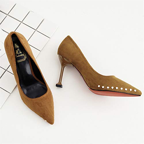 SXFJF Zapatos De Tacones Altos para Mujer, Zapatos De Corte para Mujer para Mujer, Zapatos De Fiesta Elegantes, Zapatos De Tacón De Aguja con Remaches, Tacones Sexis,Negro,39