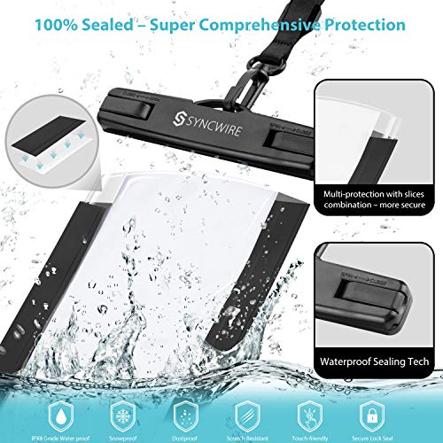 Syncwire Funda Impermeable Universal, 2 Unidades Bolsa para móvil estanca a Prueba de Agua IPX8 para iPhone 11 Pro XS MAX XR XS X 8 7 6 Plus se, Xiaomi Redmi Note 8, Galaxy S10+ S9 S8, Huawei P30 Pro