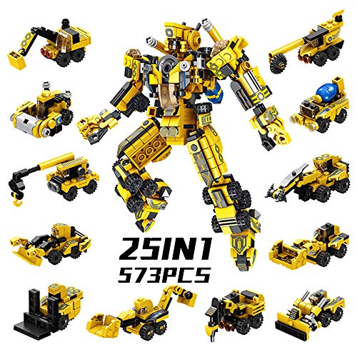 SYOSIN construcción Robot Juguete ingeniería Building Blocks 25-en-1 573 Piezas Conjunto Creativo, vehículos de construcción Juguetes Regalos para 5 6 7 8 9 10 años niños y niñas
