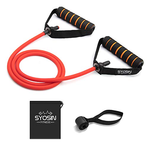 SYOSIN Elásticos de fitness, Banda de resistencia al ejercicio con tubo Profesional, Ideal for Physical Therapy, Strength Training, Muscle Toning, Bolsa de almacenamiento de anclaje de puerta incluida