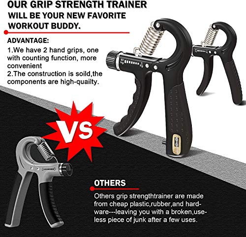 SYOSIN Fortalecedores de mano (juego de 6), con función de conteo Ejercitador de mano de antebrazo de muñeca, para la recuperación de lesiones y la versión de entrenamiento de mejora muscular