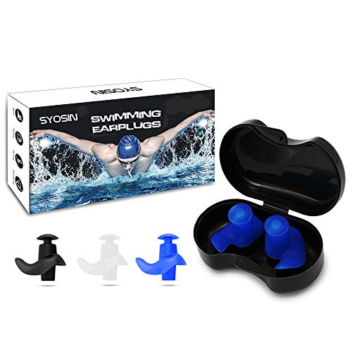 SYOSIN Tapones Oidos Natación, 3 Pares Tapones Oidos de Silicona Reutilizables Impermeable para Nadar, Ducharse, Surfear y Otros Deportes Acuáticos (Tamaño Adulto)