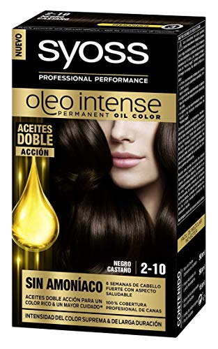 SYOSS - Oleo Intense Coloración Permanente Sin Amoníaco - Tono 2.10 negro Castaño - 2 uds