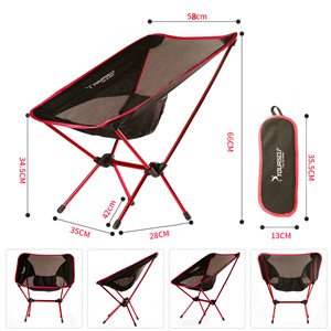 Syourself Silla de Camping Plegable portátil, Ligera, compacta, cómoda, Transpirable, para Playa, para Senderismo, Picnic, Actividades al Aire Libre y Deportes con Bolsa de Transporte, Aguamarina,Red