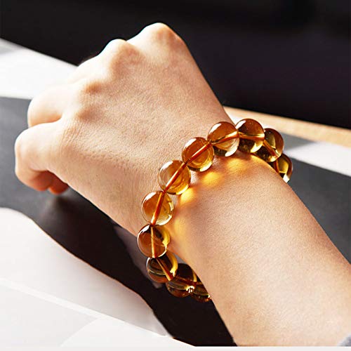 SZPP Pulsera de Piedras Preciosas de Bola de Pulsera de Pulsera de Citrino Natural de Brasil Pulsera de Preocupación (12.0mm)