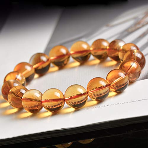 SZPP Pulsera de Piedras Preciosas de Bola de Pulsera de Pulsera de Citrino Natural de Brasil Pulsera de Preocupación (12.0mm)